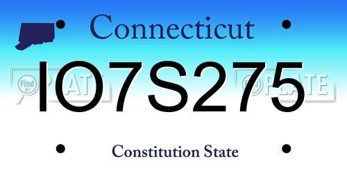IO7S275 Connecticut License Plate