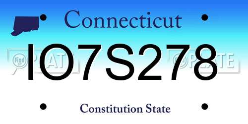 IO7S278 Connecticut License Plate