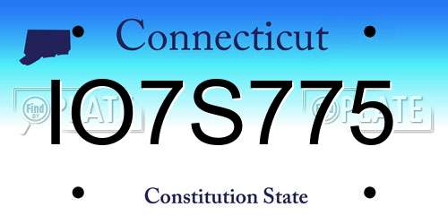 IO7S775 Connecticut License Plate