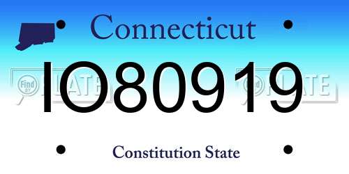 IO80919 Connecticut License Plate