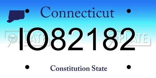 IO82182 Connecticut License Plate