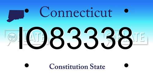 IO83338 Connecticut License Plate