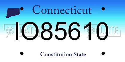 IO85610 Connecticut License Plate