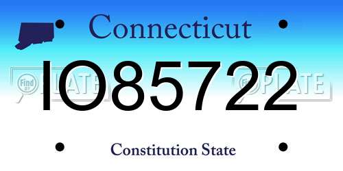IO85722 Connecticut License Plate