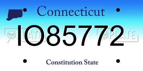 IO85772 Connecticut License Plate