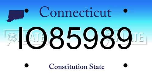 IO85989 Connecticut License Plate