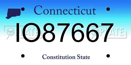 IO87667 Connecticut License Plate