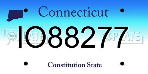 IO88277 Connecticut License Plate