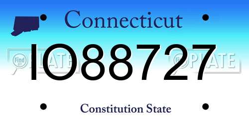 IO88727 Connecticut License Plate
