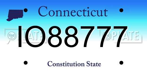 IO88777 Connecticut License Plate