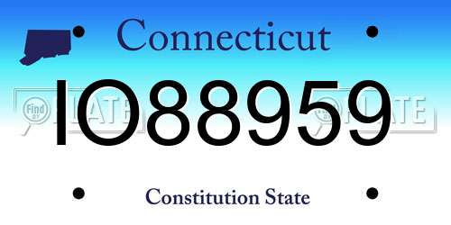 IO88959 Connecticut License Plate