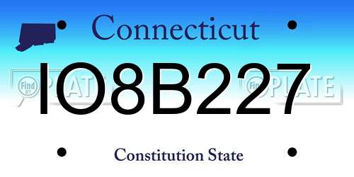 IO8B227 Connecticut License Plate