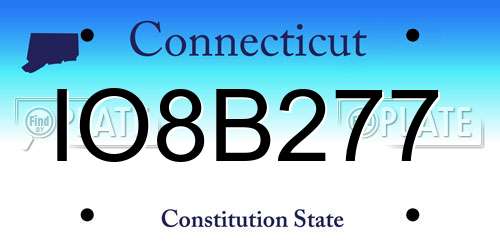 IO8B277 Connecticut License Plate