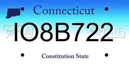 IO8B722 Connecticut License Plate