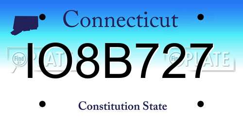 IO8B727 Connecticut License Plate