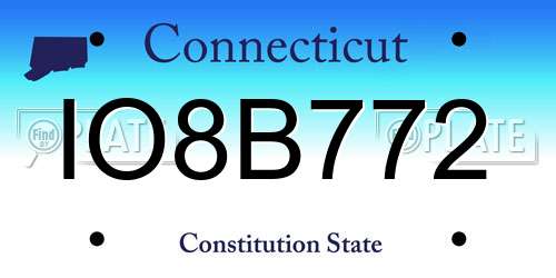 IO8B772 Connecticut License Plate