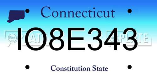 IO8E343 Connecticut License Plate