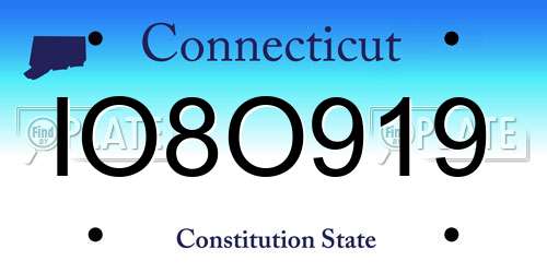 IO8O919 Connecticut License Plate