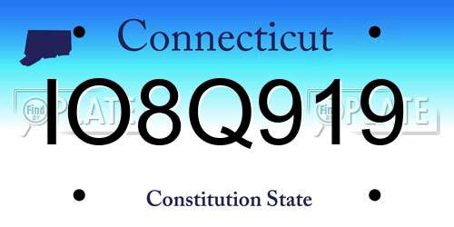 IO8Q919 Connecticut License Plate