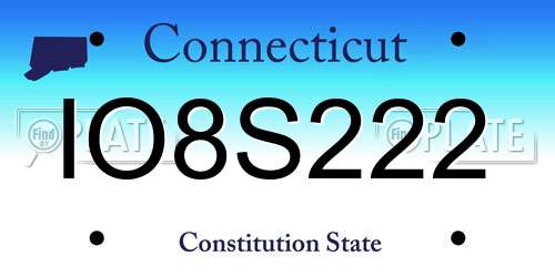 IO8S222 Connecticut License Plate