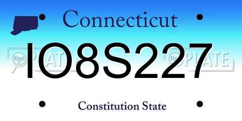 IO8S227 Connecticut License Plate