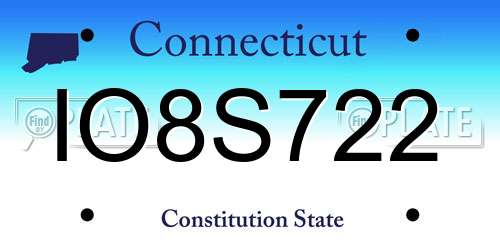 IO8S722 Connecticut License Plate