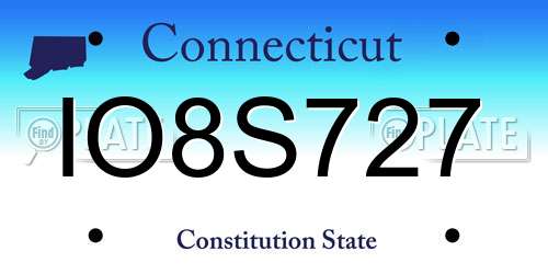 IO8S727 Connecticut License Plate