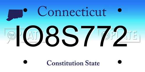 IO8S772 Connecticut License Plate