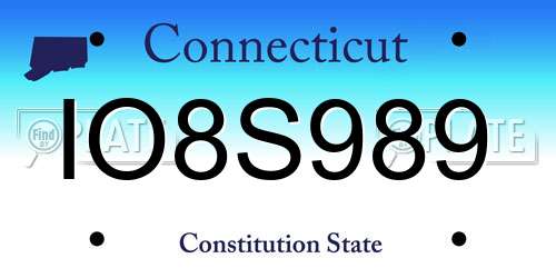 IO8S989 Connecticut License Plate