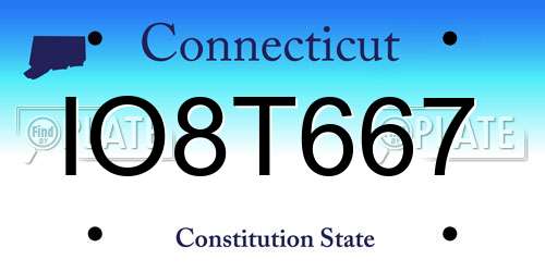 IO8T667 Connecticut License Plate