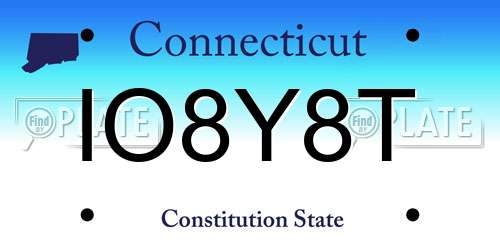 IO8Y8T Connecticut License Plate