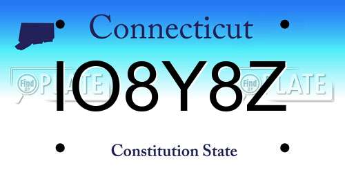 IO8Y8Z Connecticut License Plate
