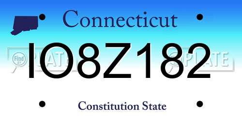 IO8Z182 Connecticut License Plate