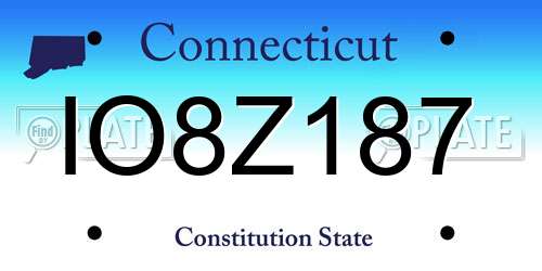 IO8Z187 Connecticut License Plate