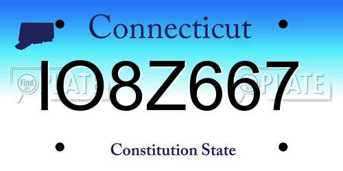 IO8Z667 Connecticut License Plate