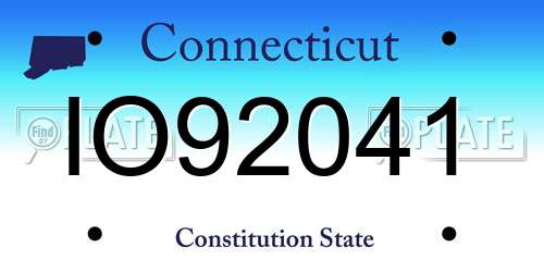 IO92041 Connecticut License Plate