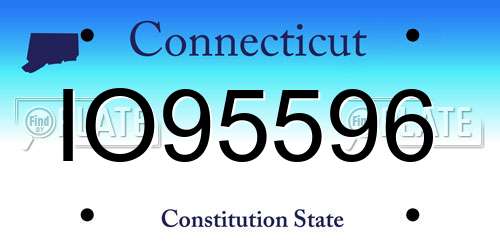 IO95596 Connecticut License Plate