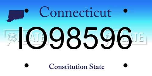 IO98596 Connecticut License Plate