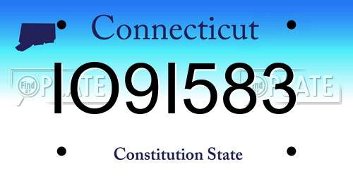 IO9I583 Connecticut License Plate