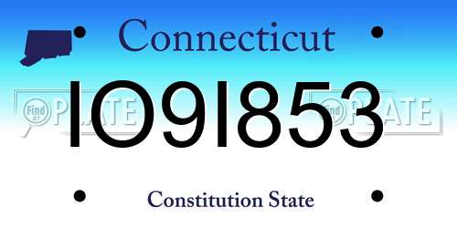 IO9I853 Connecticut License Plate