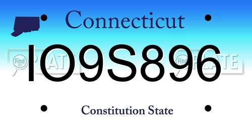 IO9S896 Connecticut License Plate