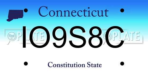 IO9S8C Connecticut License Plate