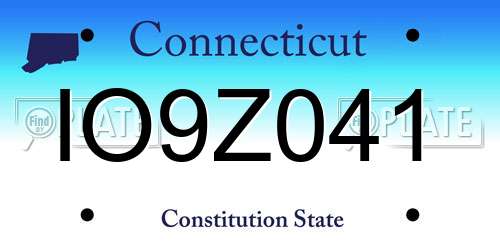 IO9Z041 Connecticut License Plate