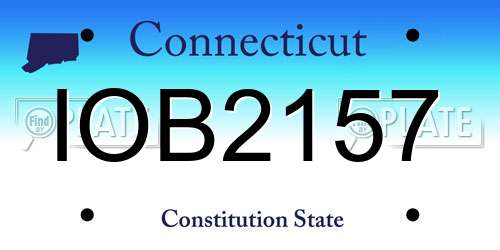 IOB2157 Connecticut License Plate