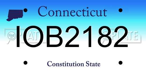 IOB2182 Connecticut License Plate