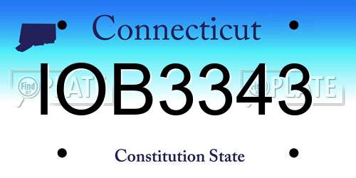 IOB3343 Connecticut License Plate