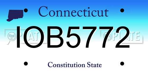 IOB5772 Connecticut License Plate