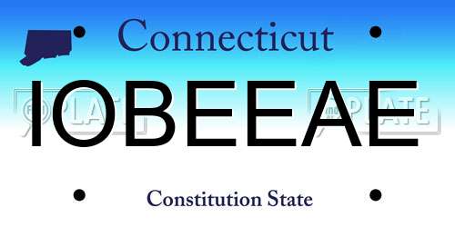 IOBEEAE Connecticut License Plate