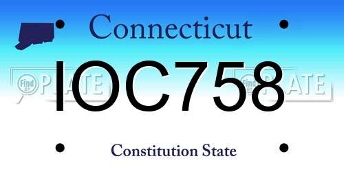 IOC758 Connecticut License Plate