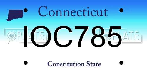 IOC785 Connecticut License Plate